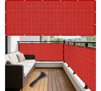 Cache Balcon 1.5 x 10 m, Protection UV Résistant Déchirures et Au Vent Protection Contre Les Regards UV Résistant Balcon Protéger Écran, with Rope pour, Rouge