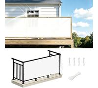 Cache Balcon 126 x 935 cm Protection UV, Coupe-Vent et Imperméable, Résistant Aux Intempéries, Revêtement et Pare Vue de Balcon avec Trous et Serre Câbles pour Patio, Blanc