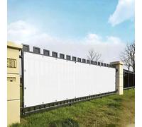 Cache Balcon 130 x 240 cm Protection UV, Coupe-Vent et Imperméable, Résistant Aux Intempéries, Brise Vue Balcon Extérieur avec Trous et Serre Câbles pour Terrasse, Blanc