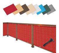 Cache Balcon Brise Vue 3.1 x 5 m, Résistant, Durable, La Moisissure, Facile a Poser, Pas Besoin de Percer Filet d'ombrage Clôture de Jardin, with Rope pour Porches, Rouge