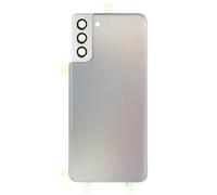 Cache Batterie avec Cache d'objectif d'appareil Photo Compatible avec Samsung Galaxy S21+ 5G S21 Plus 5G G996 G996B Coque arrière de Rechange en Verre + adhésif Double Face + lentille argentée