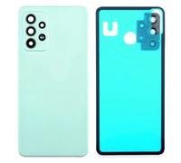 Cache batterie compatible avec Samsung Galaxy A52 4G A525F / A52 5G A526B / A52S 5G A528B arrière arrière couvercle en plastique rigide + lentille avec cadre + double face nacré (vert)