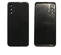 Cache batterie + lentille compatible avec Samsung Galaxy A13 4G A135 A135F arrière arrière coque en plastique rigide + lentille avec cadre (Noir)
