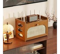 Cache-boîte WiFi, armoire de rangement pour routeur WiFi avec étagères réglables, boîte de rangement pour routeur debout au sol avec porte, ventilation et dissipation de la chaleur (marron, 30 cm)