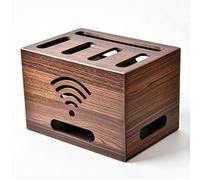 Cache-boîte Wifi en Bois,Boîte de Rangement for Modem Routeur, Multiprise,Gestion des Câbles,Boîte de Gestion des Câbles for Salon,Chambre à Coucher,Dortoir(Walnut,13.8x9.5x9.5in)