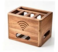 Cache-boîte Wifi en Bois,Boîte de Rangement for Modem Routeur, Multiprise,Gestion des Câbles,Boîte de Gestion des Câbles for Salon,Chambre à Coucher,Dortoir(Natural,11.4x7.9x7.9in)