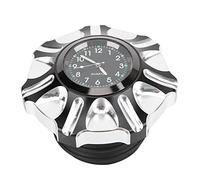 Cache Bouchon de Réservoir Moto avec Horloge, Remplacement pour FXDP 2001-2004 - Structure CNC Durable, Installation Facile, Accessoire Essentiel Moto (B (argent))