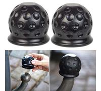 Cache-Boule pour Crochet de remorque, Lot de 2, pour attelages à tête sphérique jusqu'à Ø 50 mm Cache-Boule en Caoutchouc, Cache-Crochet Contre l'abrasion et la saleté, Noir, Cache Boule attelage