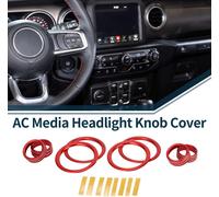 Cache-Bouton De CommutateurPhare Volume Multimédia Climatiseur pour AC Pour Jeep Gladiator Jt Truck 2020-2023 Robuste Garniture Autocollant Intérieur Rouge 8 Pièces