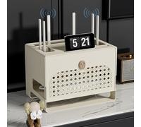 Cache Box, Boîte de Rangement pour Routeur WiFi, Boite Rangement Routeur Internet, Hider Support De Routeur Armoire De Rangement De Bureau, pour Chambre à Coucher, Salon(White)