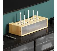 Cache Box Internet Rangement Box Internet avec Porte Coulissante en Acrylique Panneau Creux pour La Maison Le Salon(Yellow,45.3x23x20cm/18x9x8in)