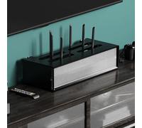 Cache Box Internet Rangement Box Internet avec Porte Coulissante en Acrylique Panneau Creux pour La Maison Le Salon(Black,55.3x23x13.4cm/22x9x5in)