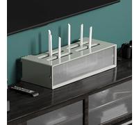 Cache Box Internet Rangement Box Internet avec Porte Coulissante en Acrylique Panneau Creux pour La Maison Le Salon(Gray,55.3x23x13.4cm/22x9x5in)