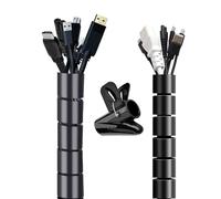 Cache Cable 2*3m Gaine Electrique pour Cable Management ou Cacher Les câbles,Range Câble pour Le Bureau et la Maison TV/USB/Ordinateur/Audio,1 Clip de Guidage de câble 22mm+28mm, Noir,Coupe Bricolage