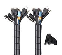 MOSOTECH Manchons de Rangement de câbles, 5,1 x 152,4 cm, Protection de câble pour PC, TV, Ordinateur, Maison et Bureau, Bricolage, Flexible, Noir, (φ1,7 cm et φ0,221 cm)