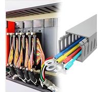 Cache Cable Goulotte de Conduit en PVC carré Gris 25 40 mm de Hauteur, Chemin de câbles à Fente Ouverte Gestion des Fils, 10 16 30 pièces(14 PCS,W 25 MM H 25 MM)