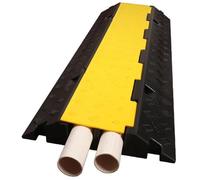 Cache Cable Sol à 2 Canaux, Passe Cable Sol Modulaires avec Couvercle Supérieur Rabattable, Rampe de Protection Câble pour Les Tuyaux et Les Flexibles en Extérieur(100 * 35 * 6.5cm/39 * 14 * 2.6in)