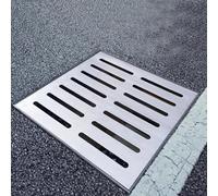 Cache-canalisations d'extérieur en acier inoxydable 304 avec cadre 35 x 35 cm - Siphon de sol pour cour, terrasse, jardin - Solution durable de drainage des égouts