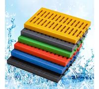 Cache-canalisations en plastique antidérapant - Crépines de grille de tranchée rouge, bleu, vert et jaune pour une utilisation en intérieur/extérieur, petites solutions de drainage de cour et de