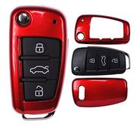 Cache-clefs de Voiture Coque Rigide Convient pour Audi A1 8X Cas Pliable S1 A3 8P A6 Gaine 4F S3 S6 Q7 / Couleur: Rouge métallisée