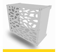 Cache Clim Résistant Climatisation Coffre Climatiseur Mural Aluminium Composite (Motif Pierres, Grand Blanc)
