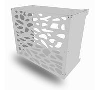 Cache Clim Résistant Climatisation Coffre Climatiseur Mural Aluminium Composite (Motif Pierres, Moyen Blanc)