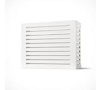 Cache Climatisation Extérieur S Blanc - Acier Galvanisé Anti-Rouille - Protection Unité Extérieure Clim & Pompe à Chaleur - 90x70x46-52cm - Ventilé Résistant Intempéries