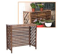 Cache-climatiseur en Bois avec paravent, 85 x 35 x 70 cm. Étagère à Fleurs extérieure anticorrosion, Solution de présentation et de Rangement pour Plantes, 120 x 57 x 100 cm.