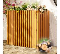 Cache Climatiseur En Bois Extérieur Des Plantes, Couverture De Protection Anti-poussière Et Anti-Neige, Couvercle Extérieur De Climatiseur, Anti -Corrosion(Color:Yellow 4 Side,Size:85 * 35 * 80cm)