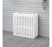 Cache Climatiseur En Bois Massif,support De Climatiseur À Persiennes, Clôture De Confidentialité Pour Climatiseur,Support De Fleurs Autoportant, Séparateur D'espace À Persiennes(White,85 * 35 * 80cm)