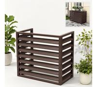 Cache Climatiseur Exterieur，Aluminium Housse Pour Unité De Climatisation | Avec conception à persiennes ventilées, protection contre la pluie, la poussière et les feuilles(Brown-C,120 x 70 x 150 cm)