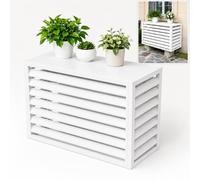 Cache Climatiseur Exterieur，Aluminium Housse Pour Unité De Climatisation | Avec conception à persiennes ventilées, protection contre la pluie, la poussière et les feuilles(White-A,100 x 50 x 70 cm)
