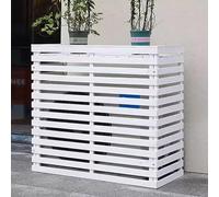 Cache Climatiseur Exterieur Bois Clôture de Climatisation Entièrement en Bois Massif Étanche À la Poussière Et À L'eau,Convient pour L'unité Extérieure du Climatiseur (Color : Pearl white, Size : 12