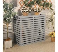 Cache Climatiseur Exterieur Bois Couverture de Climatisation Décoratif Support de Fleur en Bois Massif Robuste et Durable Clôtures D'écran de Confidentialité Adaptée aux Jardins Balcons. (Color : Gra
