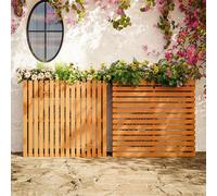 Cache Climatiseur Exterieur Bois Grille Anti-Poussière de Confidentialité Cache Climatiseur en Bois Massif Robuste et Durable Adaptée aux Jardins Balcons Murs Patios Ventilation. (Color : Yellow, Si