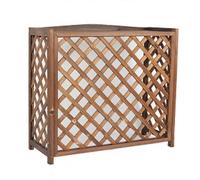 Cache Climatiseur Exterieur Bois Grille de Persiennes Couverture Antis-Poussiè Montage Facile, Convient pour L'unité Extérieure du Climatiseur(85 * 35 * 75CM)