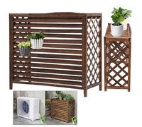 Cache Climatiseur Exterieur Bois Protection Climatiseur Housse Climatiseur Extérieur Bois Etagere Plantes Balcon Extérieure Du Climatiseur Pour Climatiseur Split Mobile Climatiseur Fixe(120x57x100cm)