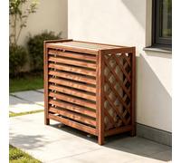 Cache Climatiseur Exterieur Brise Vue Persienne Support Plantes Balcon | Design a persiennes favorisant la ventilation et etagere superieure pour plantes et fleurs.(120*100)