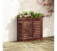 Cache Climatiseur Exterieur, Cache Climatiseur Extérieur en Bois Massif, Étagère De Support Fleur Couverture De Climatiseur, Résistant Aux Intempéries Écran Décoratif ( Color : Brown , Size : 85*35*80