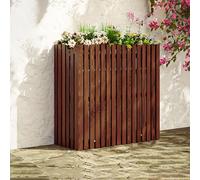 Cache Climatiseur Exterieur, Cache Climatiseur Extérieur en Bois Massif, Étagère De Support Fleur Couverture De Climatiseur, Résistant Aux Intempéries Écran Décoratif ( Color : Brown , Size : 105*45*1