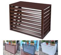 Cache Climatiseur Exterieur en Aluminium Avec Couvercle Supérieur, Housse de Protection pour Unité Extérieure de Climatiseur, Volets a Fleurs, pour Protection Extérieure ( Color : Brown , Size : 3P )