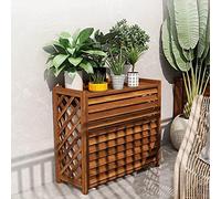 Cache-climatiseur extérieur en Bois et Support pour Plantes - Volets persiennes en Bois Massif, Support à Fleurs résistant à la Pluie et étagère de Rangement pour climatiseurs, décoration de