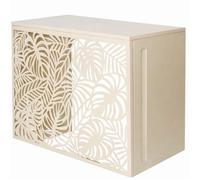 TERRE JARDIN Cache Climatiseur Exterieur 105x90x66,5 - Pompe a Chaleur Extérieur Métal - Kit Fixation Inclus - Cache Clim, Anti Intempéries, Protection, Réduction Bruit - Unité - Crème
