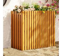 Cache Climatiseur Pour Unité Extérieure En Bois, Couverture De Protection Anti-poussière Et Anti-Neige, Couvercle Extérieur De Climatiseur(Color:Yellow 4 Side,Size:85 * 35 * 80cm)