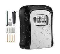 Cache-code de sécurité - Étui à clé noir à 4 chiffres, coffre-fort résistant aux intempéries, coffre-fort à clés réinitialisable, conteneur mural durable | Boîtier de serrure noir réinitialisable pour
