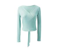 Cache Coeur Danse Classique Fille Femmes filles Ballet justaucorps manteau Wrap hauts à manches longues Ballet danse gymnastique ensemble chandails à lacets échauffement Cardigan(Light Green,XX-Large)