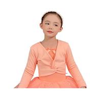 Cache Coeur Danse Classique Fille Haut en velours for filles, pull de danse à manches longues for enfants, manteau polaire épais d'hiver, Cardigan en coton for danseuse(Orange,130(120-130cmHeight))