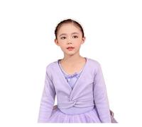 Cache Coeur Danse Classique Fille Haut en velours for filles, pull de danse à manches longues for enfants, manteau polaire épais d'hiver, Cardigan en coton for danseuse(Purple,120(110-120cmHeight))