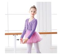 Cache Coeur Danse Classique Fille Hauts de Ballet for filles, pull-over de danse, manteau d'hiver chaud à manches longues, tricot, vêtements de danse de Ballet for filles, haut cache-coeur(Lavender,12