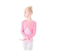 Cache Coeur Danse Classique Fille Pull de Ballet for filles, haut de danse for enfants, tricot croisé, veste de gymnastique de Ballet chaude d'hiver avec poignets troués, manteau de danse(Pink,2XL hei